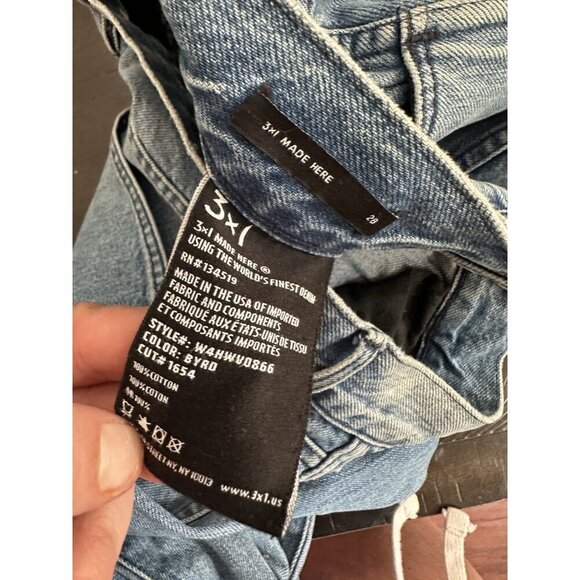 3x1 NYC Jeans Womens Size 28 Blue Byrd Shelter Austin Crop High Rise Raw Hem - Picture 5 of 5